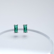 迷你 emerald 方形耳環 925銀