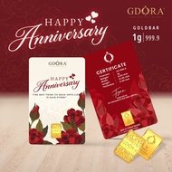 GDORA Gold Bar 1.00gram '' Anniversary '' 999.99