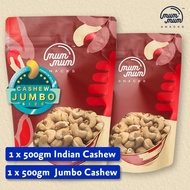 Roasted (Unsalted) Cashew Nut Bundle [1 x Roasted Cashew Nut & 1 x Roasted Jumbo Cashew Nut] - 500g 
