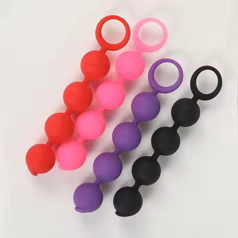4 Beads Silicone Anal Plug with Pull ring, Ass Beads Plug, Anal Beads Expander, Outdoor Anal Vaginal