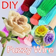 100pcs Colorful Fuzzy Wire Bouquet Chenille Stems DlY Handmade Tools Children's Handmade Flower