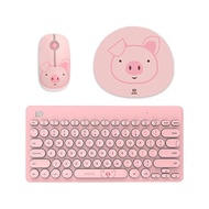 Slim 2.4GHz Wireless Keyboard and Mouse Set Universal Mini Keyboard Cute Pink Pig Pattern Mute Keybo