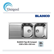 BLANCO Tipo 8S Compact Stainless Steel Double Bowl Sink With Drainer