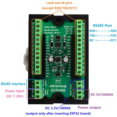 WIFI Bluetooth Multipurpose Expansion Board RS485 Master Slave Device ESP32 Development Board Simple