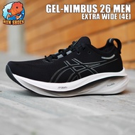 [4E] Asics รุ่น GEL Nimbus 26 Extra wide 1011B796 001 สี ดำ คาดขาว PureGEL FFBlast+ เบานุ่มสุด ขายแต