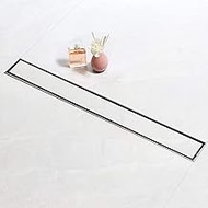 SaniteModar 70 cm Linear Shower Drain, 2-in-1 Tile Insert Panel Shower Drain with Siphon, Brushed 30