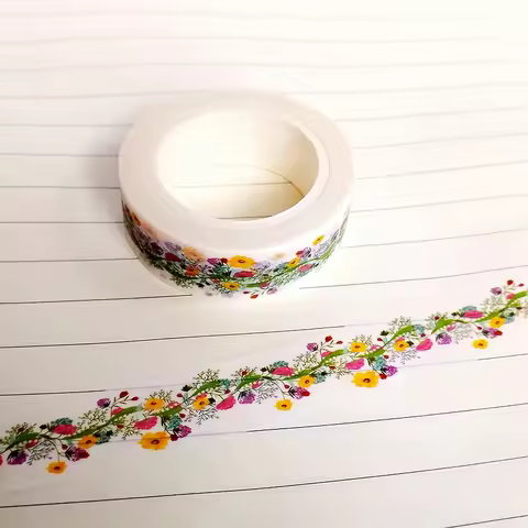 1X DIY Japanese Paper Natural Flower Washi Tape Paper Masking Tapes Adhesive Tapes Stickers Decorati