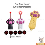 Cat Toy Cat Laser Pointer Rechargeable Laser Flashlight UV Cute Paw Mini Torch Mainan Kucing MobMob 