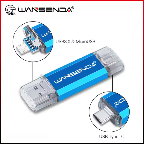 WANSENDA 3 IN 1 OTG USB 3.0 Flash Drive / USB TYPE C / Micro USB Pen Drive 32GB USB Stick 3.0 64GB 1