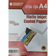 NISO A4 MATTE INKJET COATED PAPER (MPP110) 110GSM (100'S)