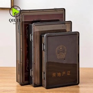 QIUJUU Certificate Storage Box, Plastic Transparent A4 File Box,  Multifunctional A4 Dustproof Deskt