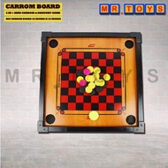 (Mini) 2in1 Wooden Carrom Board Draught Dam Haji Papan Karom With Checker/Papan Permainan Carrom