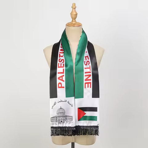 New Palestine Flag Scarf Palestine National Day Scarf Printing Satin Palestinian Flag Scarf