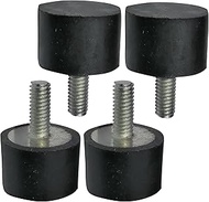 AERZETIX - C48842 - set of 4 - rubber buffers round feet vibration damper insulation - thread M4 - Ø