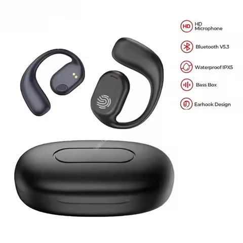 Portable Bone Conduction Earphones Bluetooth 5.3 HiFi 9D Stereo Noise Reduction Waterproof Earbud Ou