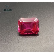 Emerald Shape Ruby Red Gemstone - Pinkish Corundum Synthetic Lab Increases DS Test