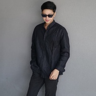 KEMEJA FENNEL BLACK LONG PLAIN SHIRT