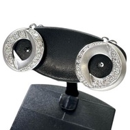 二手 18K 白金圓形鑽石耳環（3.5 克），適合女士。