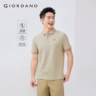 GIORDANO Men Polo Shirts Contrasting Collar Letter Embroidery Polo Shirts Short Sleeve Fashion Casua