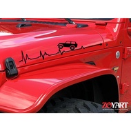 MESIN Jeep Heart Rate Sticker, Beat Jeep Heart Sticker, Jeep Pulse Sticker, Jeep Hood Sticker