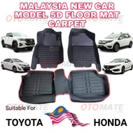 5D Floor Mat Carpet For TOYOTA HONDA city, Vios, Yaris, Hilux, Civic, Brv