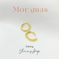 Moramas LASER Hoop Earrings 916 Gold/Subang Bulat BERSINAR Emas 916/镭射耳环916金