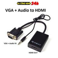 Bộ cáp chuyển đổi tín hiệu từ VGA sang HDMI có âm thanh + dây cáp Micro USB FULL HD 1080P (dài 20cm)