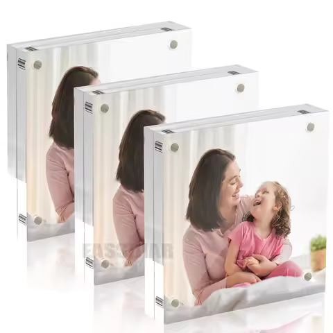 High Quality Clear 10+10mm Clear Picture Frame 4x4inch 4x6inch 5x7inches Poster Display Stand Magnet