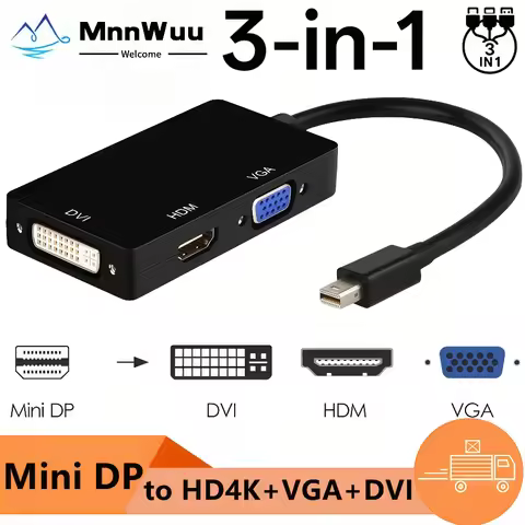Mini DP to HDMI-compatible VGA DVI Adapter 3-IN-1 Thunderbolt2 Mini DP to VGA DVI HDMI-compatible Co