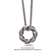 Rekaan Asal Bentuk Bulatan Kalung IDEAGEMER Lelaki Perak Tulen Loket mewah Mobius Lelaki VI4O