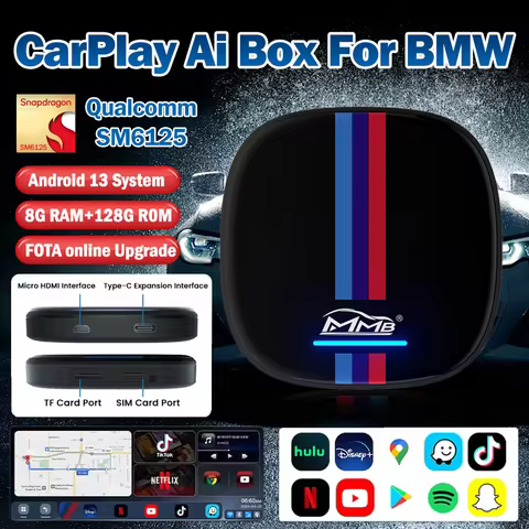 MMB Android 13.0 CarPlay Ai Box For BMW CarPlay Tv Box QCM6125 8 Cores 8+128GB 4GLTE Car Accessories