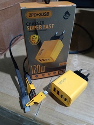 Bộ Sạc Siêu Nhanh Prami 120W PD USB TypeC Cốc Cáp Sạc 120W 4 Cổng Cho Tất Cả Các Dòng Điện Thoại Bảo