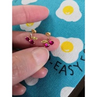 Au375、14k gold cherry style pink gemstone earring/au375、14k玫瑰色宝石耳钉