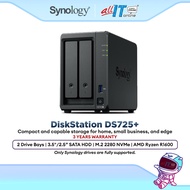 Synology DS725+ 2-Bay NAS DiskStation Server Storage RAID Expandable NVMe Cache 2.5GbE for Business