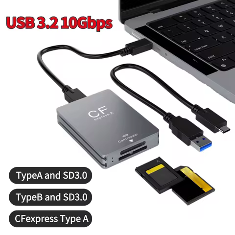 2-in-1 CFexpress Type A &SD Card Reader CF Express Card Reader Type A Adapter USB 3.2 10Gbps Portabl