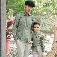 BatikBule Kemeja Batik Slimfit Couple Ayah Anak Warna Sage Green