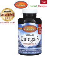 Omega-3, Carlson, 600mg, Wild Caught Omega-3, From Wild Fish, 60 or 120 Tablets