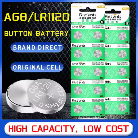 LR1120 LR55 AG8 191 391A 381A SR1120SW 1.5V Alkaline Button Battery Mercury Free for Electronic Watc