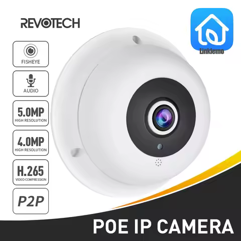 REVOTECH IP Camera 1.7mm Fisheye lens Indoor POE HD 4MP 5MP Security Camera CCTV Cam Video Surveilla
