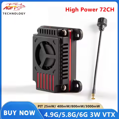 4.9G-5.8G-6G 3W Video Transmitte VTX High Power 72CH with CNC Shell PIT 25mW/ 400mW/800mW/3000mW for