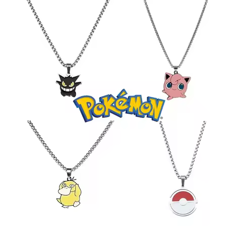Cute Pokemon Necklace Kawaii Gengar Pikachu Jewelry Pendants Elf Pendant Cosplay Anime Accessories C