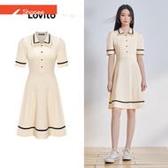 B65-OCT23-C-Contrasting Thread Heart Button Dress-DRB65ED114  B65-OCT23-C-Dress kancing hati benang 