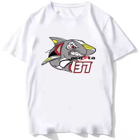 Pedro Acosta 37 Shark GP Riding T-Shirt New Men Short Sleeve Sport Boy Casual White Tops Mountain Cl