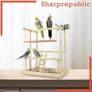 [Sharprepublic] Wooden Bird Playground Bird Playing Gym for Conures Budgie Cage Accessories