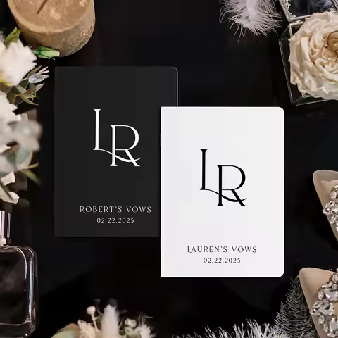 Personalized Wedding Vow Books Her Vows His Vows Custom Wedding Vow Book with Name and/or Date Set o