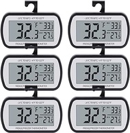 AEVETE Refrigerator Thermometer Digital Fridge Freezer Thermometer with Magnetic Back Large LCD, No Frills Easy to Read (Black-6 Pack)