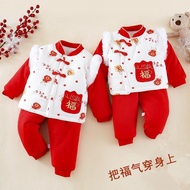 Hundred Days Red Full Month One Year Old 180g Suit Thick cod Cotton Clothes Outer Wear New Year's Ev