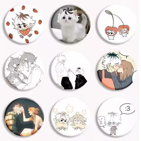 Cherry Crush Chibi Anime Button Pin Hot Manga Cherie Crush Webtoon Brooch Badge Bag Decor Accessorie
