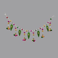 3-FEET ARTIFICIAL HANDMADE DESIGNER BEADS THORAN WITH GANESHA FACE IN MANGO LEAFS/ VASAL THORAN/ POO
