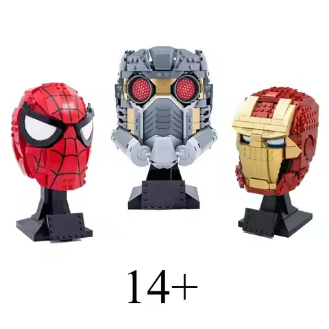 Hot Toys Movie Marvel Star-Lord Spiderman Mask Ironman Helmet Supereroes Building Blocks Bricks Home